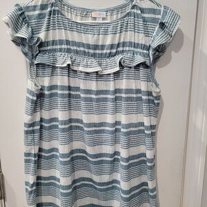 LuLaRoe Blue and White Striped Top